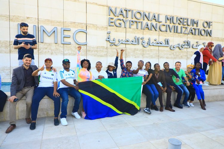 Participants of the Nasser Fellowship visit the the National Museum of Egyptian Civilization(NMEC)