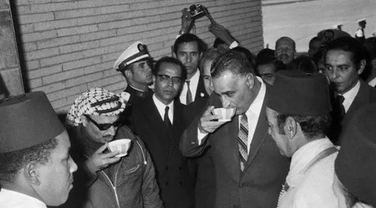 Nasser Introduces Yasser Arafat to King Hassan II for the First Time at the Rabat Summit